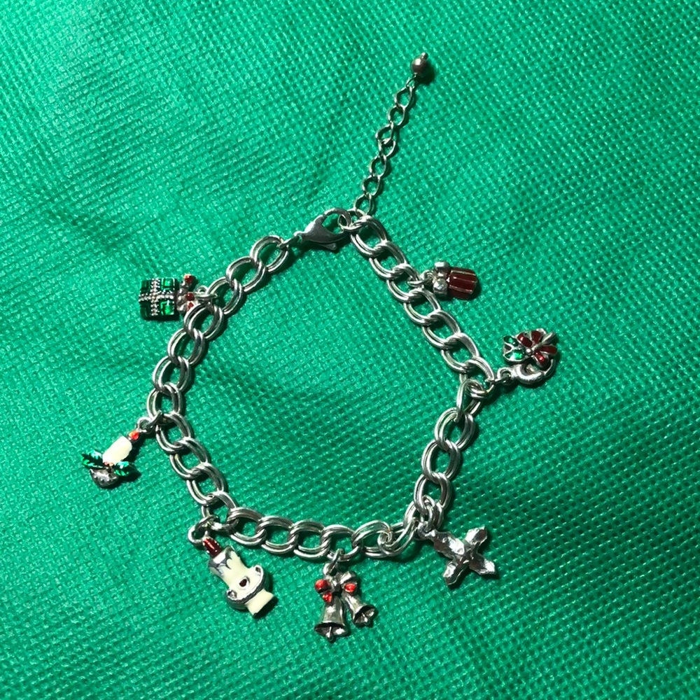 Small double link Christmas charm bracelet